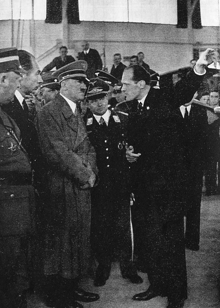 Adolf Hitler visits the Messerschmitt factory in Augsburg